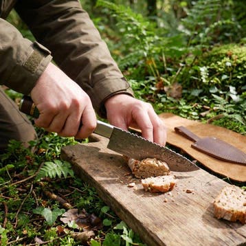 Keukenmes - Santoku - Damascus-staal en houten handvat met
