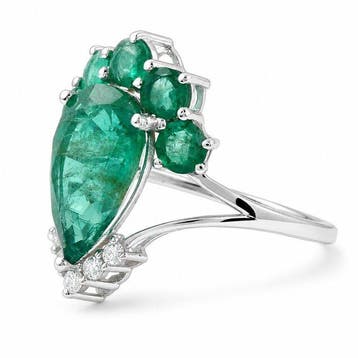 Zonder minimumprijs - Ring - 14 karaat Witgoud - 4.08ct. tw., Nieuw