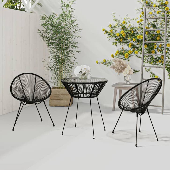 vidaXL 3-delige Tuinset zwart, Tuin en Terras, Tuinsets en Loungesets, Tuinset, Nieuw, Verzenden