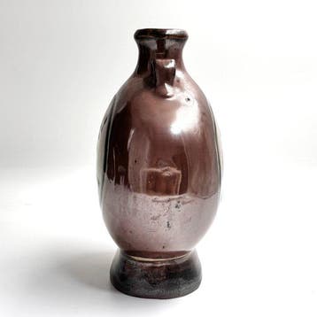 Vaas - Steengoed; kaki (persimmon iron) glazuur met witte