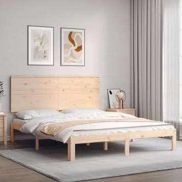 vidaXL Bedframe met hoofdbord massief hout, Huis en Inrichting, Slaapkamer | Bedden, Verzenden, Nieuw