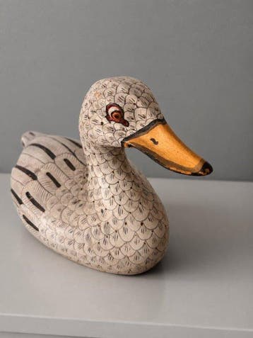 Appelant canard - Rare Vintage Hand-Painted Wooden Duck