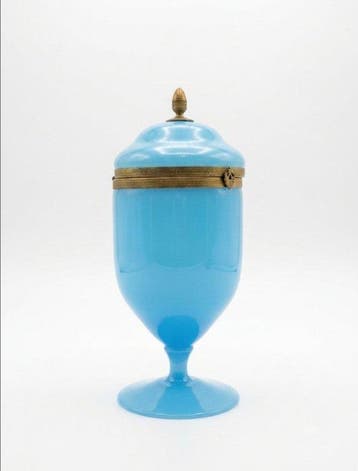 dekselvaas - Opaline glas - Snoepdoos / bonbons, Antiquités & Art