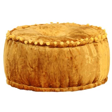 vidaXL Poef rond 40x20 cm fluweel mosterdkleurig, Verzenden, Nieuw