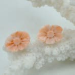 Koraal - Zilver, Verguld - Oorbellen - Roze koraal, Antiek en Kunst