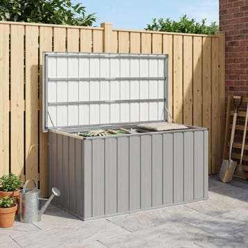 vidaXL Tuinbox 129x67x65 cm grijs, Verzenden