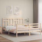 vidaXL Bedframe met hoofdbord massief hout 160x200 cm, Verzenden, Nieuw
