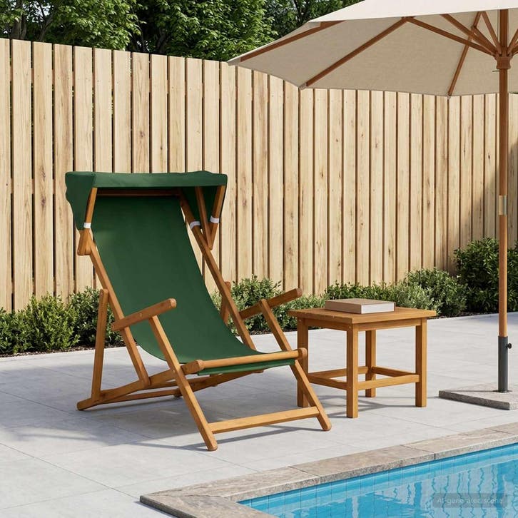 vidaXL Ligstoel 3 Positie massief eucalyptushout Groen, Tuin en Terras, Ligbedden, Nieuw, Verzenden
