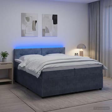 vidaXL Boxspringbed met matras Donkergrijs 200 x 200 cm, Verzenden