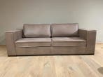 Leren bank Fine, 3 zits, Vintage Taupe, poten hout bruin -, Antiquités & Art, Ophalen of Verzenden