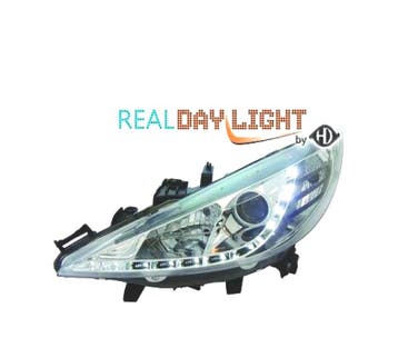 Phares Pour Peugeot 207 06-12 Drl Fond Chromé, Autos : Pièces & Accessoires, Verzenden