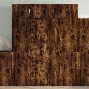 vidaXL Hoge kast 80x42,5x185 cm bewerkt hout gerookt, Verzenden, Nieuw