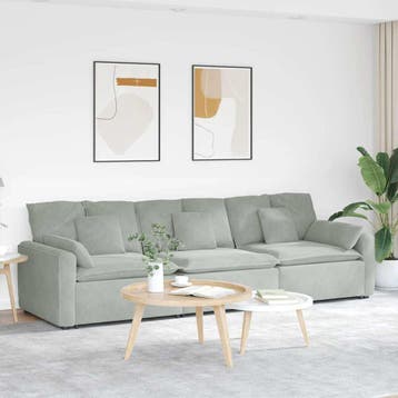 vidaXL Modulaire bank met kussens lichtgrijs, Huis en Inrichting, Zetels | Voetbanken en poefs, Verzenden, Nieuw