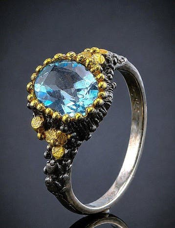 Topaas - Zilver - Ring - Ocean Glow