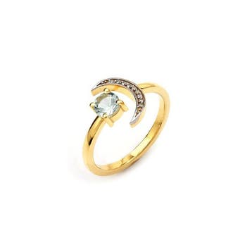 Stapelring - 14 karaat Geel goud - 0.58ct. tw. Aquamarijn -