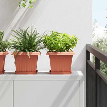 vidaXL Vierkante Bloempot 24 st Baksteenrood 23 x 23 x 17,5, Verzenden, Nieuw