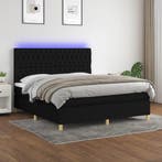 vidaXL Boxspring met matras en LED stof zwart 180x200 cm, Huis en Inrichting, Verzenden, Nieuw