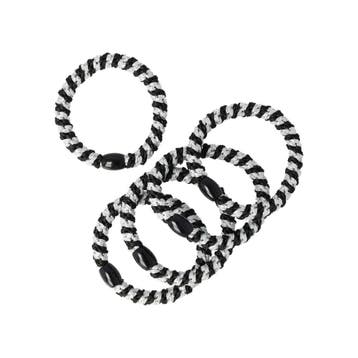 Haarelastieken Basic - Hair Tie - Zwart Zilver - Set van 5