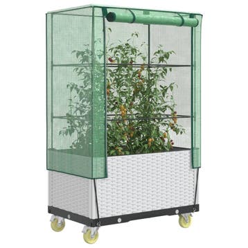 vidaXL Plantenbak verhoogd met hoes en wielen 80x50x182 cm, Verzenden