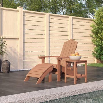 vidaXL Tuinstoel Adirondack met voetenbank en tafel HDPE, Verzenden, Nieuw
