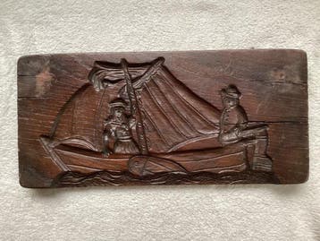 Plank - Hout - Speculaasplank zeilboot, Antiek en Kunst