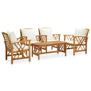 vidaXL 5-delige Loungeset met kussens massief acaciahout, Verzenden, Nieuw, Loungeset