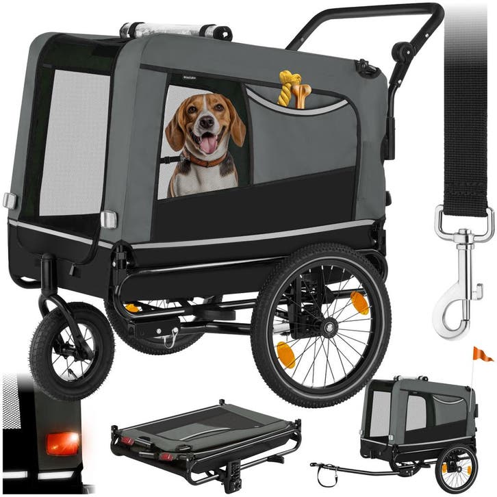 Hondenaanhanger WoofRider - grijs, Dieren en Toebehoren, Hondenhokken, Verzenden