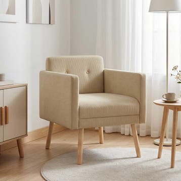 vidaXL Accentstoel Lichtgroen Grijs Corduroy stof, Huis en Inrichting, Verzenden, Nieuw