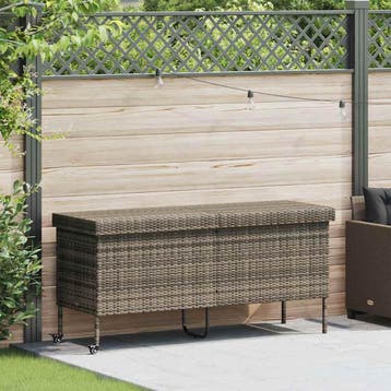vidaXL Tuinbox met wielen 160x55x75 cm poly rattan grijs, Verzenden, Nieuw