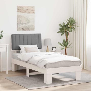 vidaXL Bedframe met Gevoerde Hoofdbord Lichtgrijs 90 x 190, Huis en Inrichting, Verzenden, Nieuw