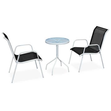 vidaXL 3-delige Bistroset staal zwart, Verzenden