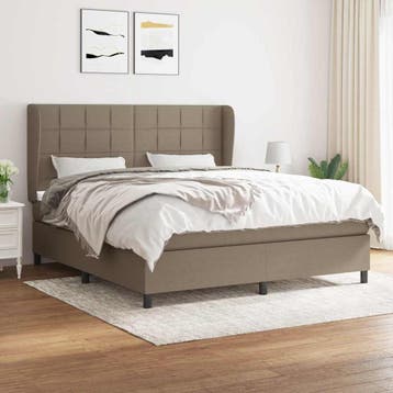 vidaXL Boxspring met matras stof taupe 160x200 cm, Verzenden