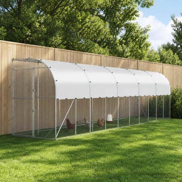 vidaXL Kippenhok Tegen de Muur zilver 600 x 150 x 215 cm, Verzenden, Nieuw