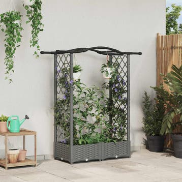 vidaXL Verhoogd Bed met Trellis en Dak Lichtgrijs 124 x 40 x, Verzenden, Nieuw