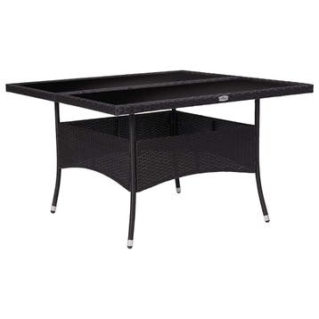 vidaXL Tuintafel poly rattan en glas zwart, Tuin en Terras, Verzenden, Nieuw