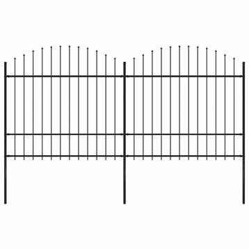 vidaXL Tuinhek met speerpunt staal 359x175 cm zwart, Verzenden, Nieuw