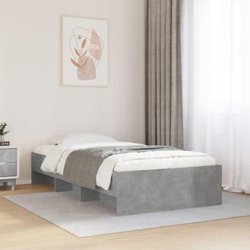 vidaXL Bedframe bewerkt hout betongrijs 100x200 cm, Verzenden, Nieuw