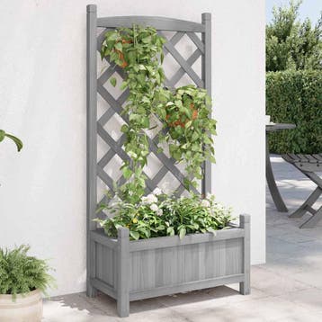 vidaXL Plantenbak met latwerk 55x29,5x110 cm massief, Verzenden, Nieuw