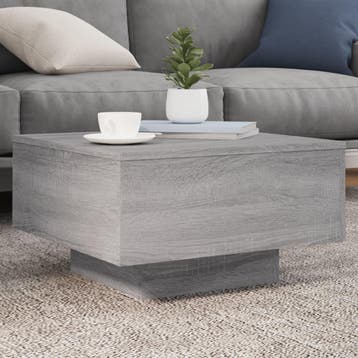 vidaXL Salontafel met LED-verlichting 55x55x31 cm grijs, Verzenden