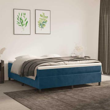 vidaXL Boxspring bed 160x200 cm fluweel donkerblauw, Verzenden
