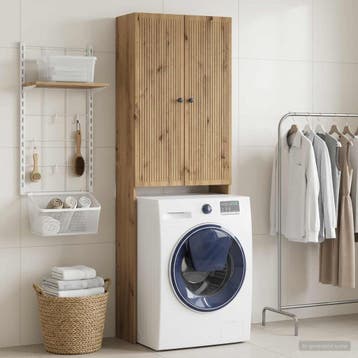 vidaXL Toiletkast EDE Artisanaal eiken 66 x 25,5 x 190 cm, Verzenden, Nieuw