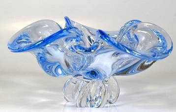 Egermann - Kom - Glas - aquamarijnkleurige glazen kom