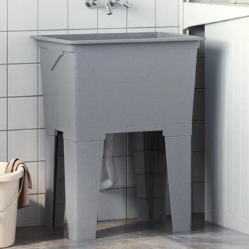 vidaXL Waskuip 59x41x75 cm hars grijs, Verzenden