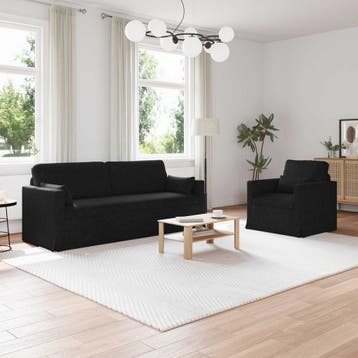 vidaXL bank / zetelstel 2 st Zwart Stof, Huis en Inrichting, Verzenden, Nieuw