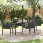 vidaXL Tuin Eettafel Set 5 pcs Zwart en Grijs PE Riet, Tuin en Terras, Verzenden, Nieuw