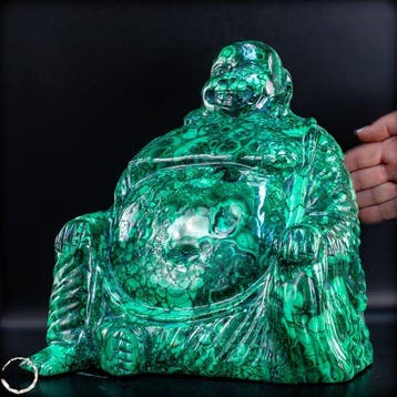 Malachiet Boeddha-beeld van 18,8 kg in uitzonderlijke