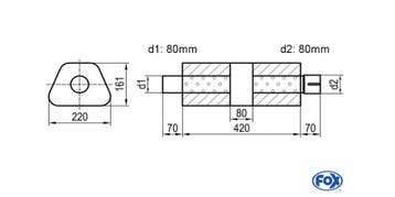 FOX Uni-geluiddemper trapeziumvormig met kamer + sok - Afwij, Verzenden
