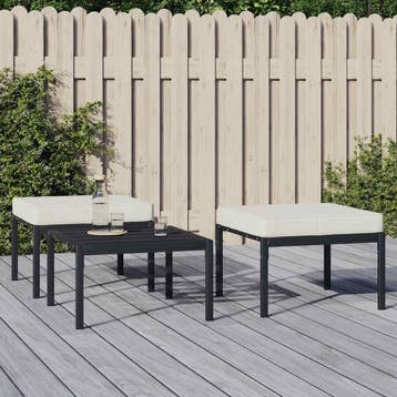 vidaXL Tuinvoetenbanken met zandkleur kussens 2 st 60x60x35, Verzenden, Nieuw