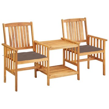 vidaXL Tuinstoelen met tafeltje en kussens massief, Verzenden, Nieuw