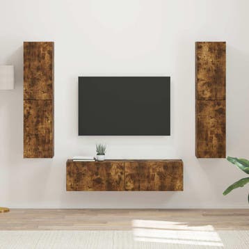 vidaXL Tv-meubelset 6 st Rook Eiken Bewerkt hout, Huis en Inrichting, Verzenden, Nieuw